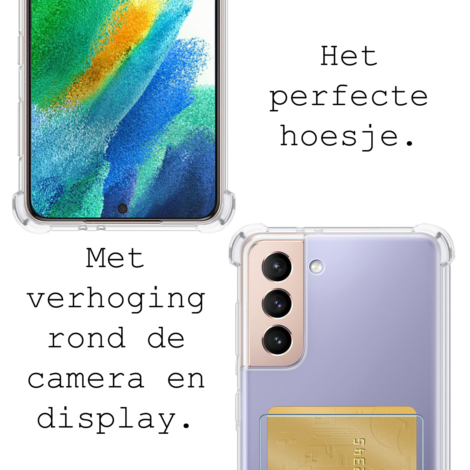 BASEY. Hoes Geschikt voor Samsung S21 FE Hoesje Shock Proof Case Hoes - Hoesje Geschikt voor Samsung Galaxy S21 FE Hoes Cover Shockproof - Transparant - 2 Stuks