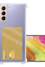 NoXx Hoes Geschikt voor Samsung S21 FE Hoesje Pasjeshouder Cover Shock Proof Case Siliconen Hoes Met Kaarthouder - Transparant