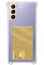 NoXx Hoes Geschikt voor Samsung S21 FE Hoesje Pasjeshouder Cover Shock Proof Case Siliconen Hoes Met Kaarthouder - Transparant - 2x