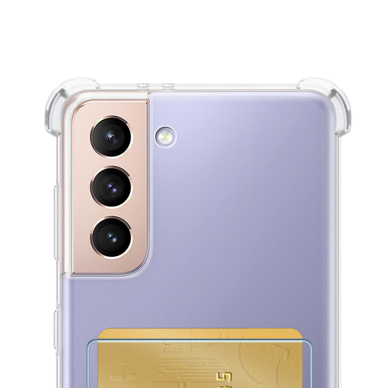 NoXx Hoes Geschikt voor Samsung S21 FE Hoesje Pasjeshouder Cover Shock Proof Case Siliconen Hoes Met Kaarthouder - Transparant - 2x