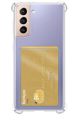 Nomfy Hoesje Geschikt voor Samsung S21 FE Hoesje Pasjeshouder Shockproof Pas Houder - Hoesje Geschikt voor Samsung Galaxy S21 FE Hoes Met Kaarthouder - Transparant