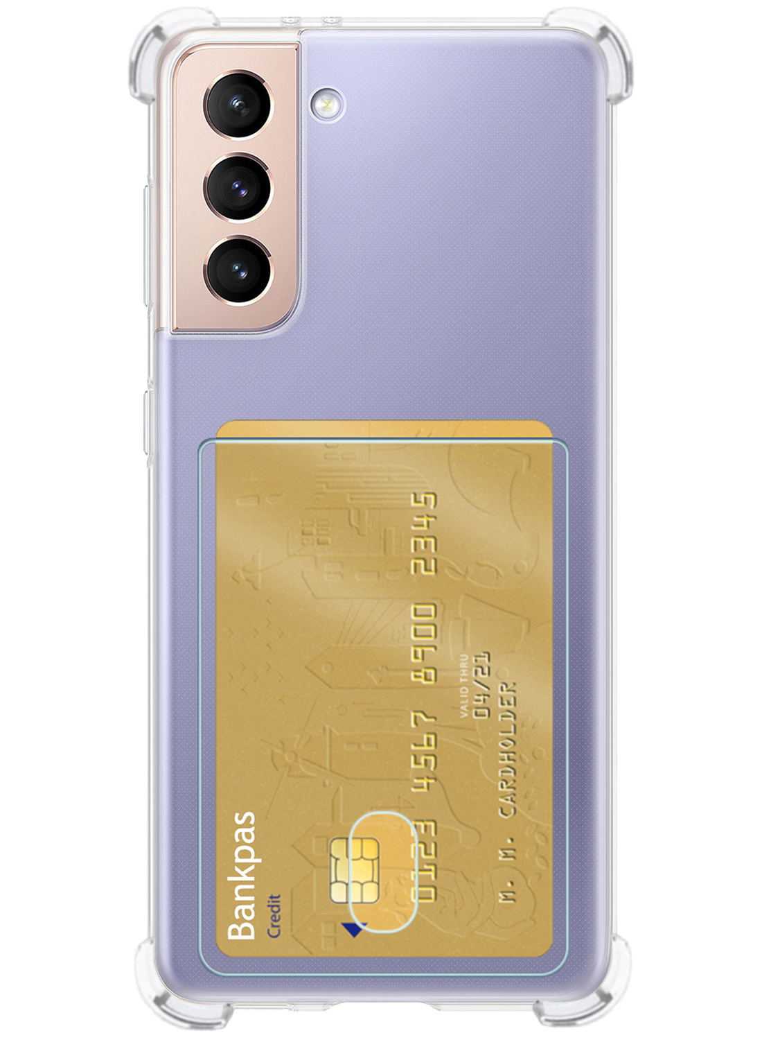 Nomfy Hoesje Geschikt voor Samsung S21 FE Hoesje Pasjeshouder Shockproof Pas Houder - Hoesje Geschikt voor Samsung Galaxy S21 FE Hoes Met Kaarthouder - Transparant