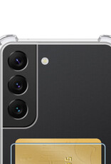NoXx Hoes Geschikt voor Samsung S22 Hoesje Pasjeshouder Cover Shock Proof Case Siliconen Hoes Met Kaarthouder - Transparant