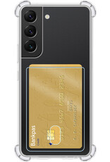 NoXx Hoes Geschikt voor Samsung S22 Hoesje Pasjeshouder Cover Shock Proof Case Siliconen Hoes Met Kaarthouder - Transparant - 2x
