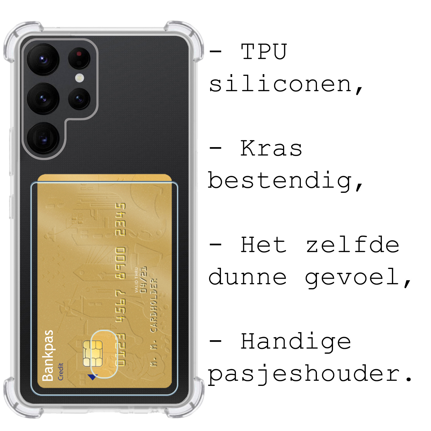 BASEY. Hoes Geschikt voor Samsung S22 Ultra Hoesje Shock Proof Case Hoes - Hoesje Geschikt voor Samsung Galaxy S22 Ultra Hoes Cover Shockproof - Transparant