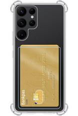 Nomfy Hoesje Geschikt voor Samsung S22 Ultra Hoesje Pasjeshouder Shockproof Pas Houder - Hoesje Geschikt voor Samsung Galaxy S22 Ultra Hoes Met Kaarthouder - Transparant