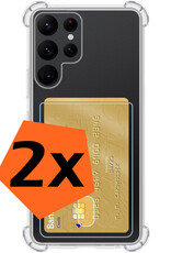 Nomfy Hoesje Geschikt voor Samsung S22 Ultra Hoesje Pasjeshouder Shockproof Pas Houder - Hoesje Geschikt voor Samsung Galaxy S22 Ultra Hoes Met Kaarthouder - Transparant - 2 PACK