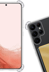 Nomfy Hoesje Geschikt voor Samsung S22 Ultra Hoesje Pasjeshouder Shockproof Pas Houder - Hoesje Geschikt voor Samsung Galaxy S22 Ultra Hoes Met Kaarthouder - Transparant - 2 PACK