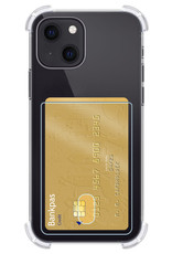 NoXx Hoes Geschikt voor iPhone 13 Hoesje Pasjeshouder Cover Shock Proof Case Siliconen Hoes Met Kaarthouder - Transparant - 2x