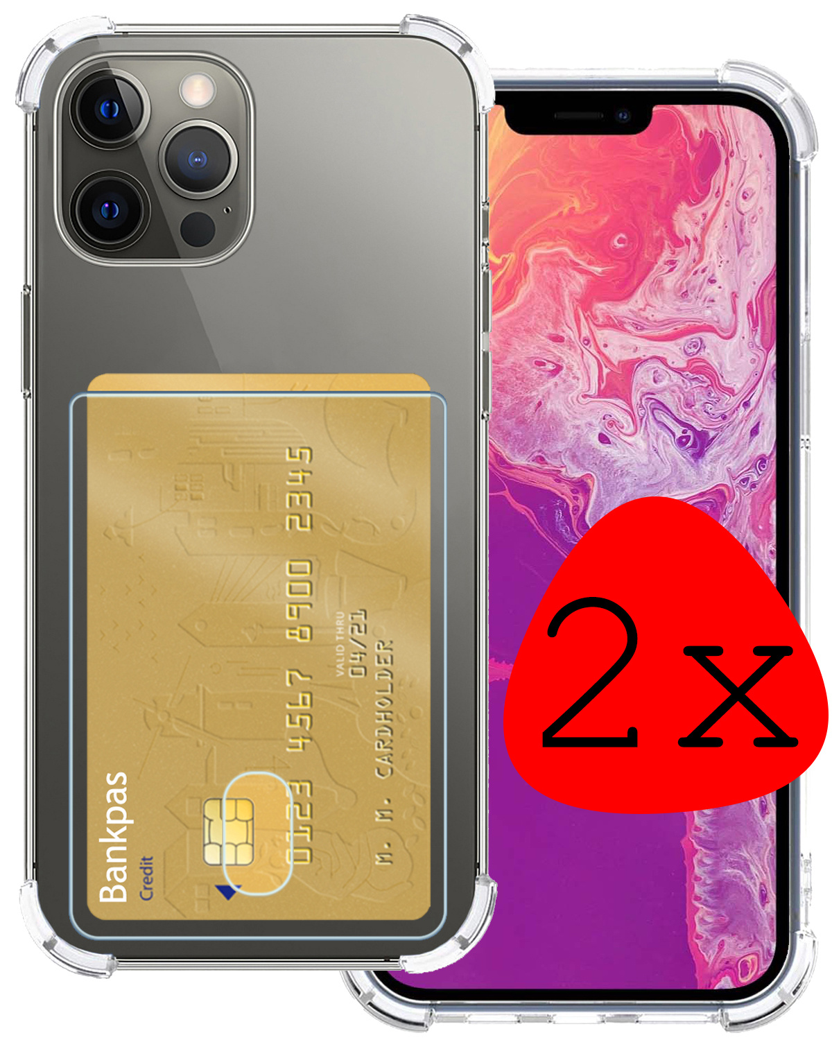 BASEY. Hoes Geschikt voor iPhone 13 Pro Hoesje Shock Proof Case Hoes - Hoesje Geschikt voor iPhone 13 Pro Hoes Cover Shockproof - Transparant - 2 Stuks