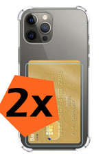 Nomfy Hoesje Geschikt voor iPhone 13 Pro Hoesje Pasjeshouder Shockproof Pas Houder - Hoesje Geschikt voor iPhone 13 Pro Hoes Met Kaarthouder - Transparant - 2 PACK