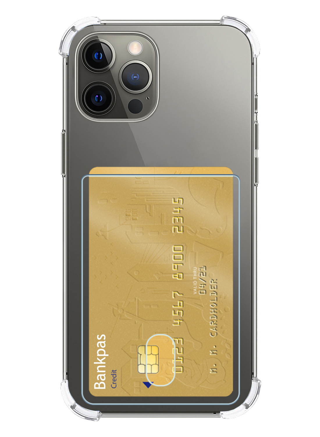 Nomfy Hoesje Geschikt voor iPhone 13 Pro Max Hoesje Pasjeshouder Shockproof Pas Houder - Hoesje Geschikt voor iPhone 13 Pro Max Hoes Met Kaarthouder - Transparant