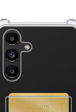NoXx Hoes Geschikt voor Samsung A13 5G Hoesje Pasjeshouder Cover Shock Proof Case Siliconen Hoes Met Kaarthouder Met Screenprotector - Transparant