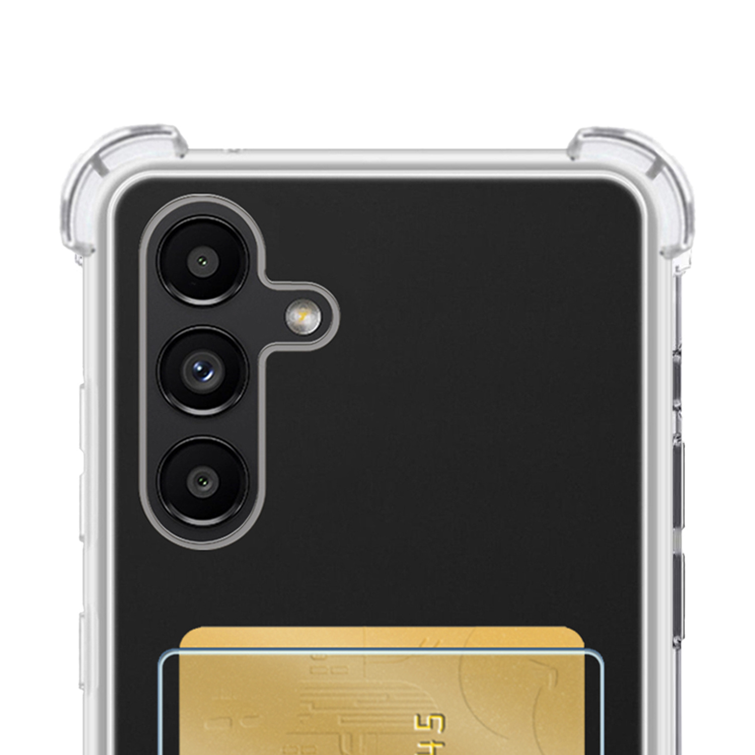 NoXx Hoes Geschikt voor Samsung A13 5G Hoesje Pasjeshouder Cover Shock Proof Case Siliconen Hoes Met Kaarthouder Met Screenprotector - Transparant