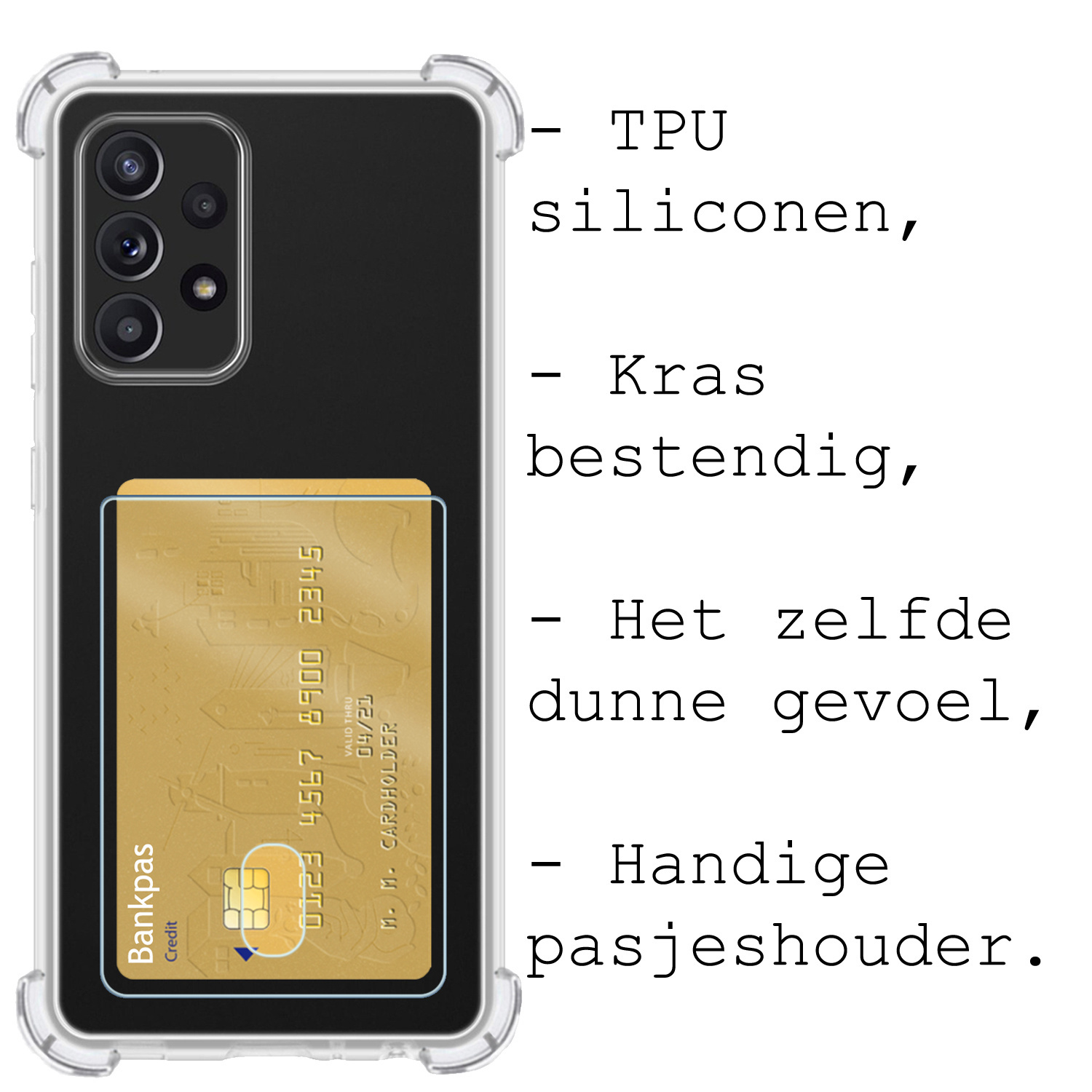 BASEY. Hoes Geschikt voor Samsung A33 Hoesje Shock Proof Case Hoes Met Screenprotector - Hoesje Geschikt voor Samsung Galaxy A33 Hoes Cover Shockproof - Transparant