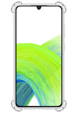 NoXx Hoes Geschikt voor Samsung A33 Hoesje Pasjeshouder Cover Shock Proof Case Siliconen Hoes Met Kaarthouder Met Screenprotector - Transparant