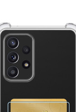 NoXx Hoes Geschikt voor Samsung A33 Hoesje Pasjeshouder Cover Shock Proof Case Siliconen Hoes Met Kaarthouder Met Screenprotector - Transparant