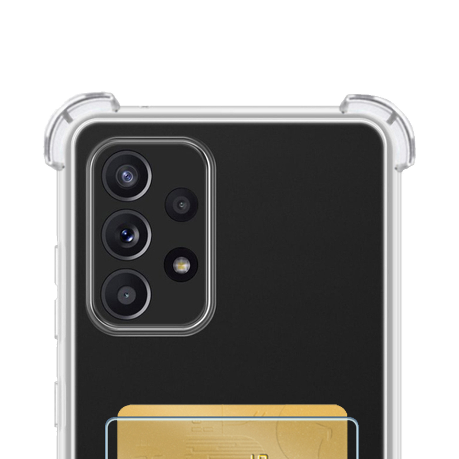 NoXx Hoes Geschikt voor Samsung A33 Hoesje Pasjeshouder Cover Shock Proof Case Siliconen Hoes Met Kaarthouder Met Screenprotector - Transparant