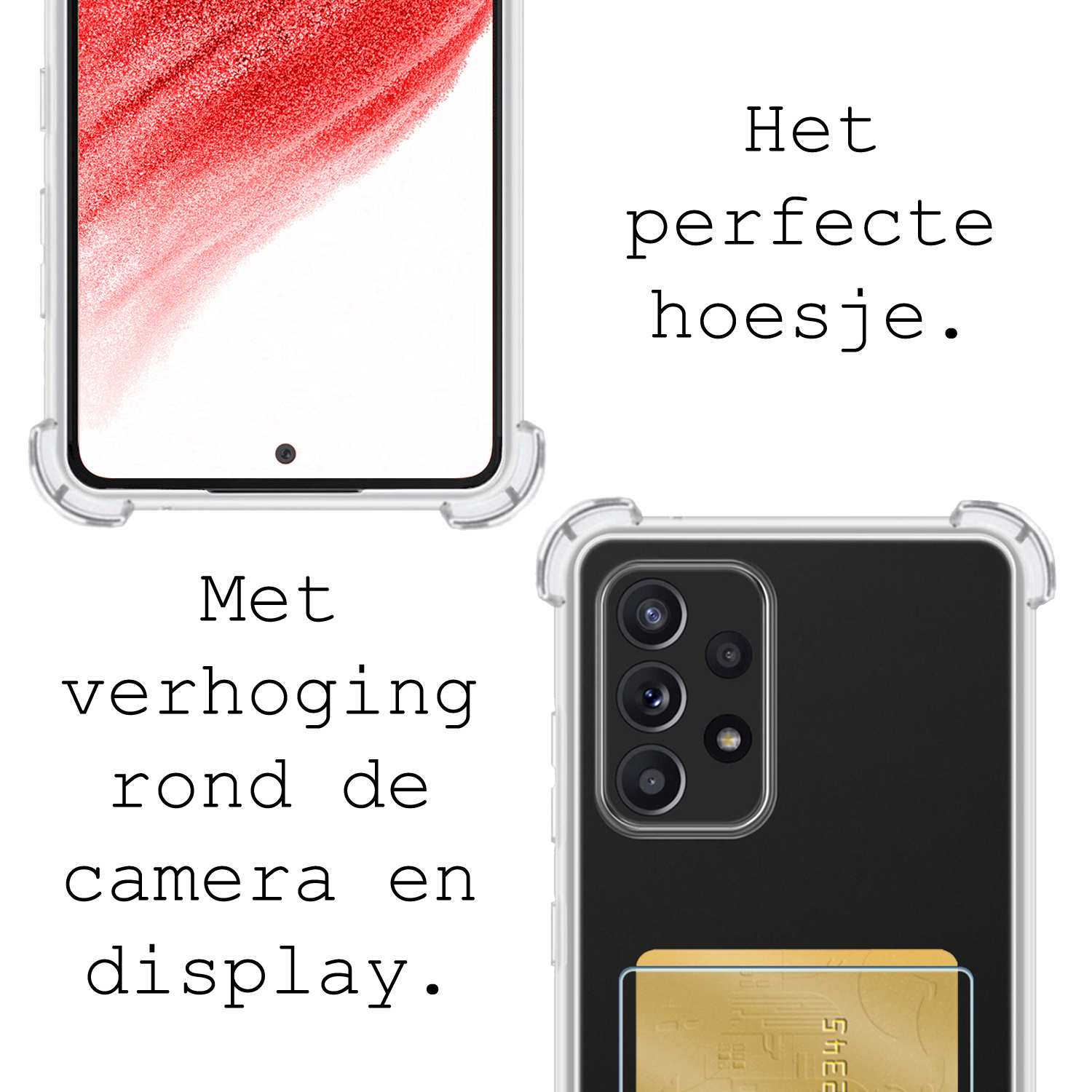 BASEY. Hoes Geschikt voor Samsung A53 Hoesje Shock Proof Case Hoes Met 2x Screenprotector - Hoesje Geschikt voor Samsung Galaxy A53 Hoes Cover Shockproof - Transparant
