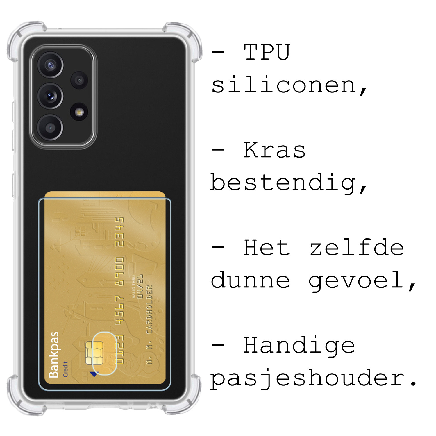 BASEY. Hoes Geschikt voor Samsung A53 Hoesje Shock Proof Case Hoes Met 2x Screenprotector - Hoesje Geschikt voor Samsung Galaxy A53 Hoes Cover Shockproof - Transparant