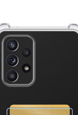 NoXx Hoes Geschikt voor Samsung A53 Hoesje Pasjeshouder Cover Shock Proof Case Siliconen Hoes Met Kaarthouder Met Screenprotector - Transparant