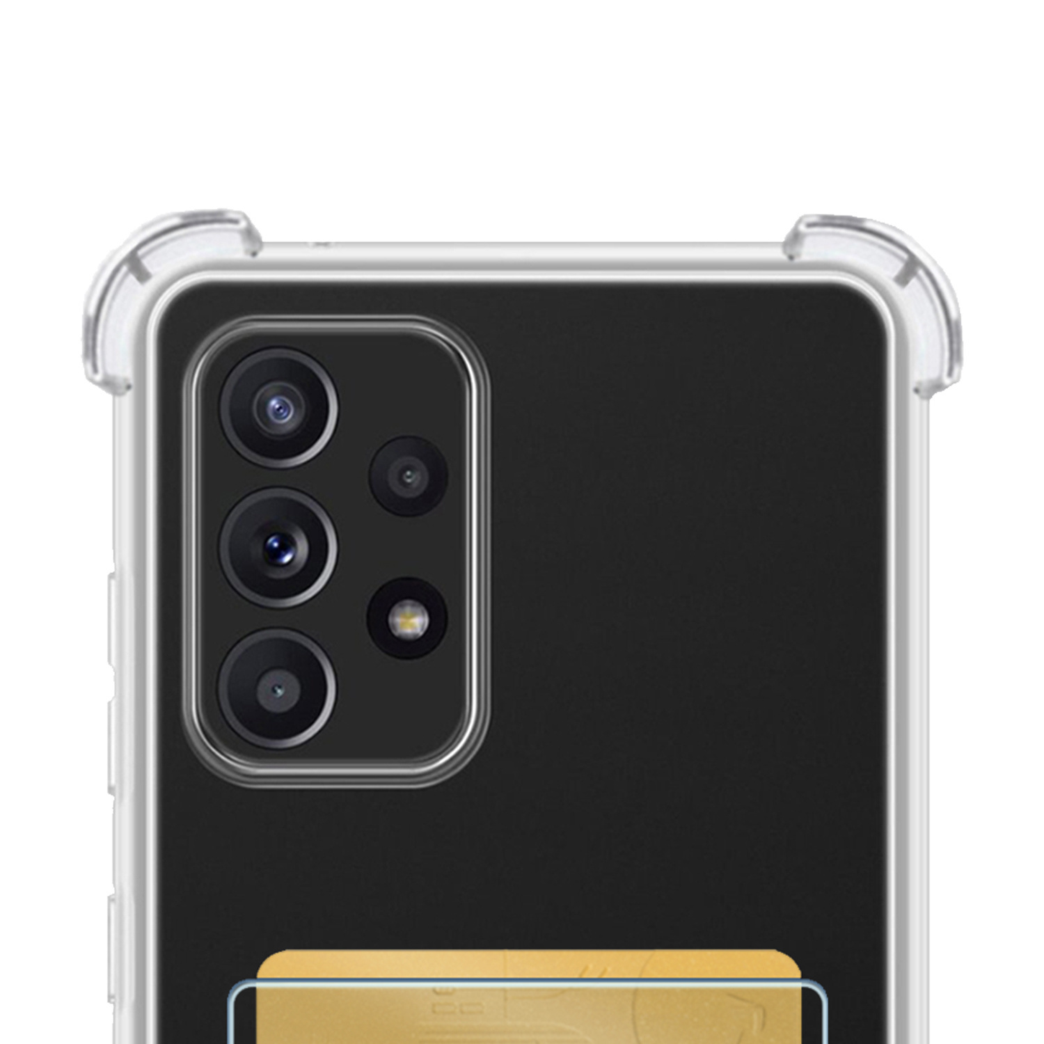 NoXx Hoes Geschikt voor Samsung A53 Hoesje Pasjeshouder Cover Shock Proof Case Siliconen Hoes Met Kaarthouder Met Screenprotector - Transparant