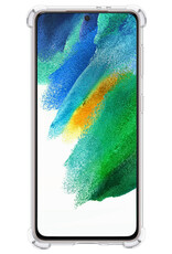 BASEY. Samsung Galaxy S21 FE Shock Hoesje En Pas Houder Met Screenprotector Tempered Glass - Samsung Galaxy S21 FE Screen Protector Beschermglas Hoes Pasjeshouder - Transparant