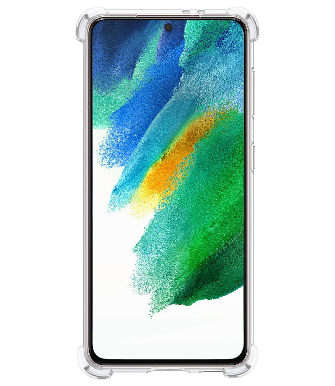 BASEY. Hoes Geschikt voor Samsung S21 FE Hoesje Shock Proof Case Hoes Met Screenprotector - Hoesje Geschikt voor Samsung Galaxy S21 FE Hoes Cover Shockproof - Transparant