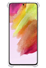 NoXx Hoes Geschikt voor Samsung S21 FE Hoesje Pasjeshouder Cover Shock Proof Case Siliconen Hoes Met Kaarthouder Met 2x Screenprotector - Transparant