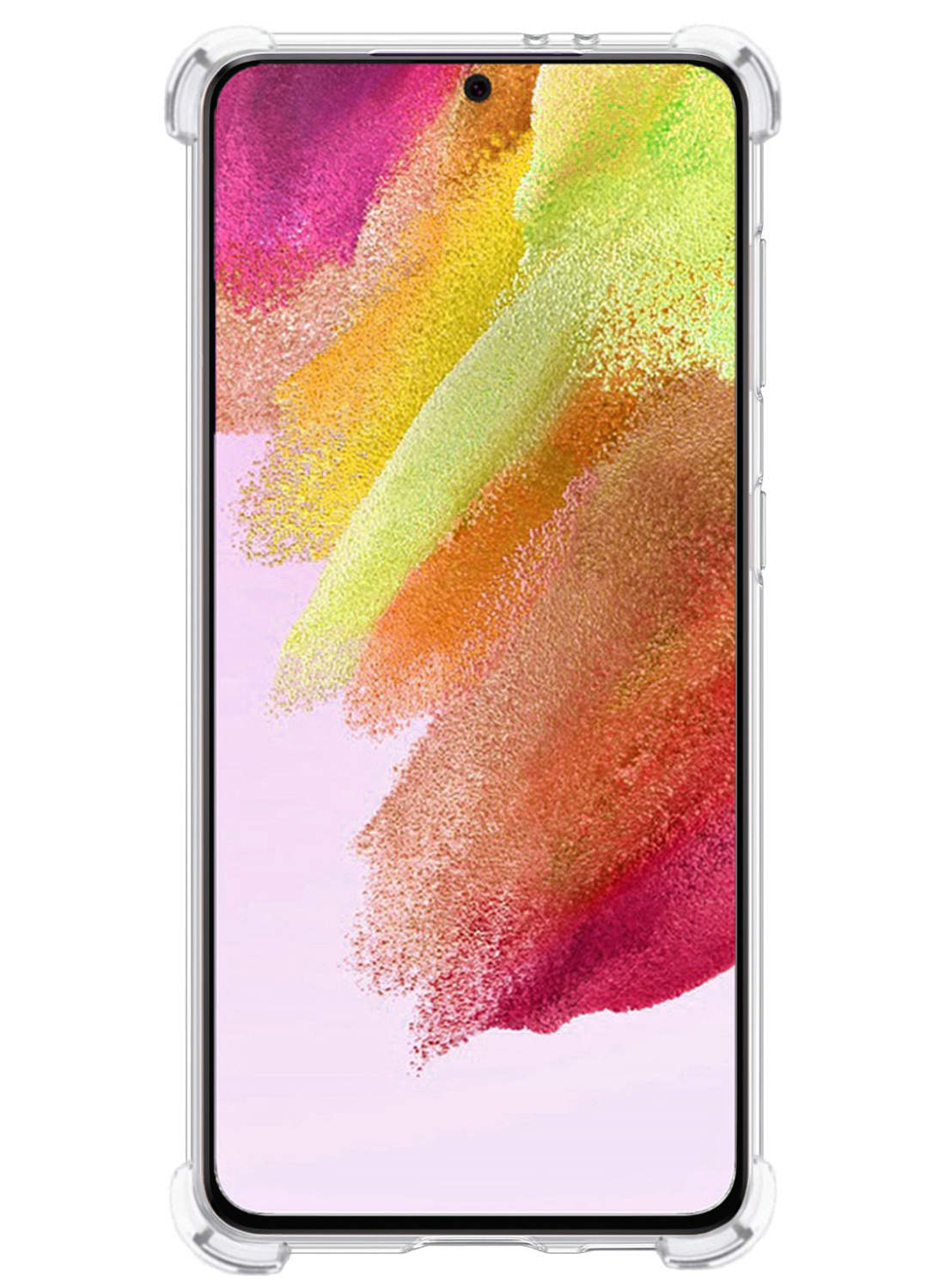 NoXx Hoes Geschikt voor Samsung S21 FE Hoesje Pasjeshouder Cover Shock Proof Case Siliconen Hoes Met Kaarthouder Met 2x Screenprotector - Transparant