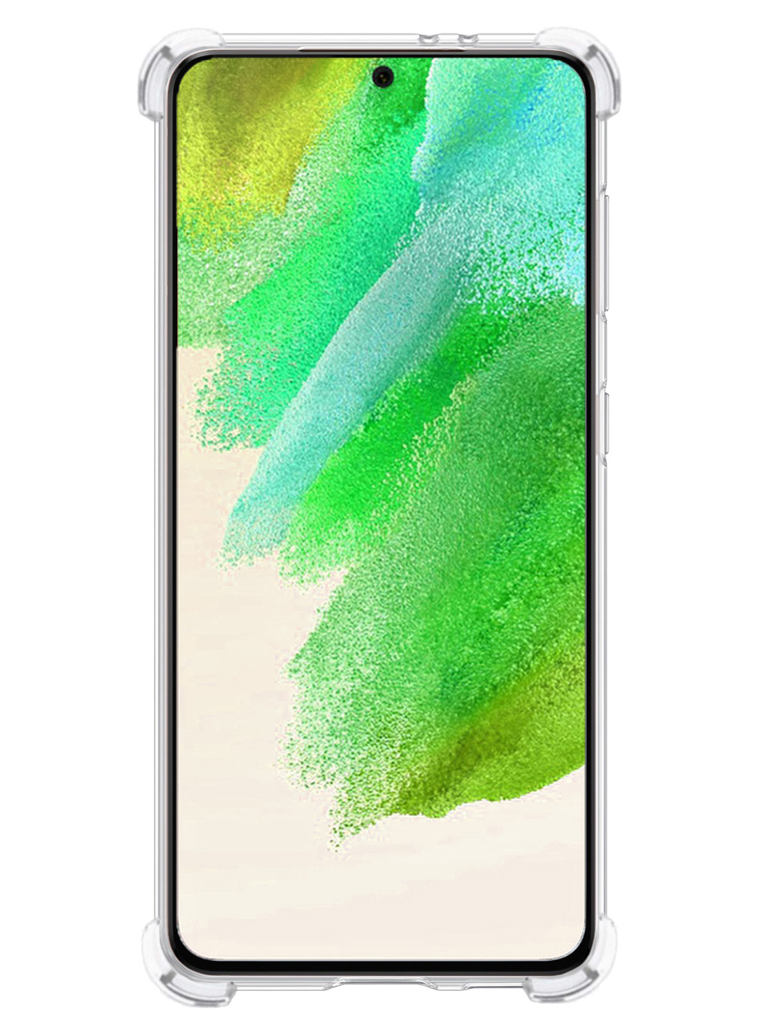 Nomfy Hoesje Geschikt voor Samsung S21 FE Hoesje Pasjeshouder Shockproof Pas Houder Met Screenprotector - Hoesje Geschikt voor Samsung Galaxy S21 FE Hoes Met Kaarthouder - Transparant