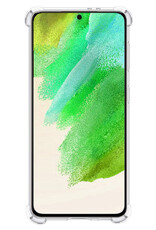 Nomfy Hoesje Geschikt voor Samsung S21 FE Hoesje Pasjeshouder Shockproof Pas Houder Met 2x Screenprotector - Hoesje Geschikt voor Samsung Galaxy S21 FE Hoes Met Kaarthouder - Transparant