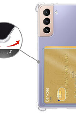 Nomfy Hoesje Geschikt voor Samsung S21 FE Hoesje Pasjeshouder Shockproof Pas Houder Met 2x Screenprotector - Hoesje Geschikt voor Samsung Galaxy S21 FE Hoes Met Kaarthouder - Transparant