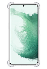 Samsung Galaxy S22 Shock Hoesje En Pas Houder Met Screenprotector Tempered Glass - Samsung Galaxy S22 Screen Protector Beschermglas Hoes Pasjeshouder - Transparant