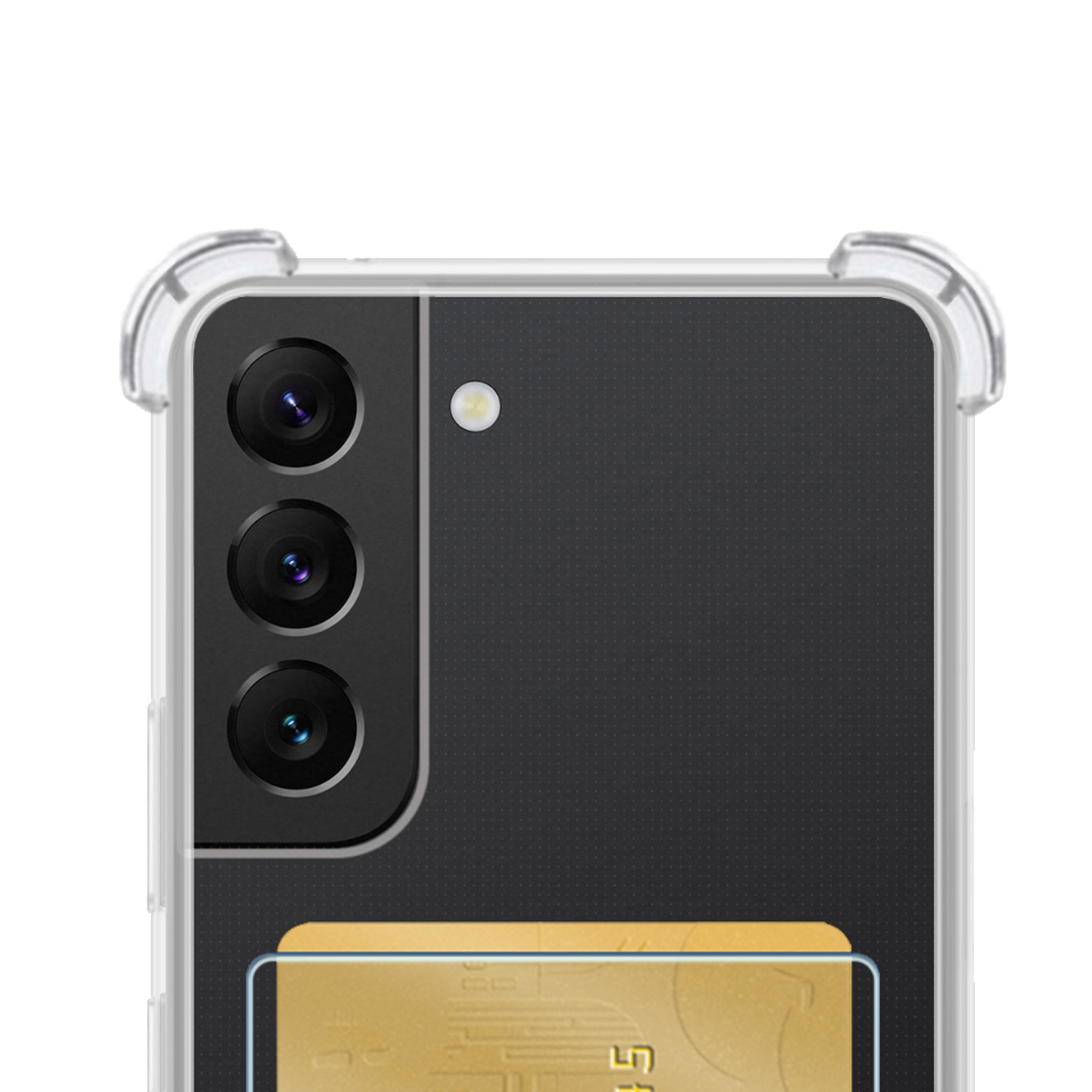 NoXx Hoes Geschikt voor Samsung S22 Hoesje Pasjeshouder Cover Shock Proof Case Siliconen Hoes Met Kaarthouder Met 2x Screenprotector - Transparant