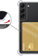 Nomfy Hoesje Geschikt voor Samsung S22 Hoesje Pasjeshouder Shockproof Pas Houder Met 2x Screenprotector - Hoesje Geschikt voor Samsung Galaxy S22 Hoes Met Kaarthouder - Transparant