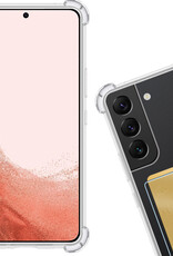 Nomfy Hoesje Geschikt voor Samsung S22 Hoesje Pasjeshouder Shockproof Pas Houder Met 2x Screenprotector - Hoesje Geschikt voor Samsung Galaxy S22 Hoes Met Kaarthouder - Transparant