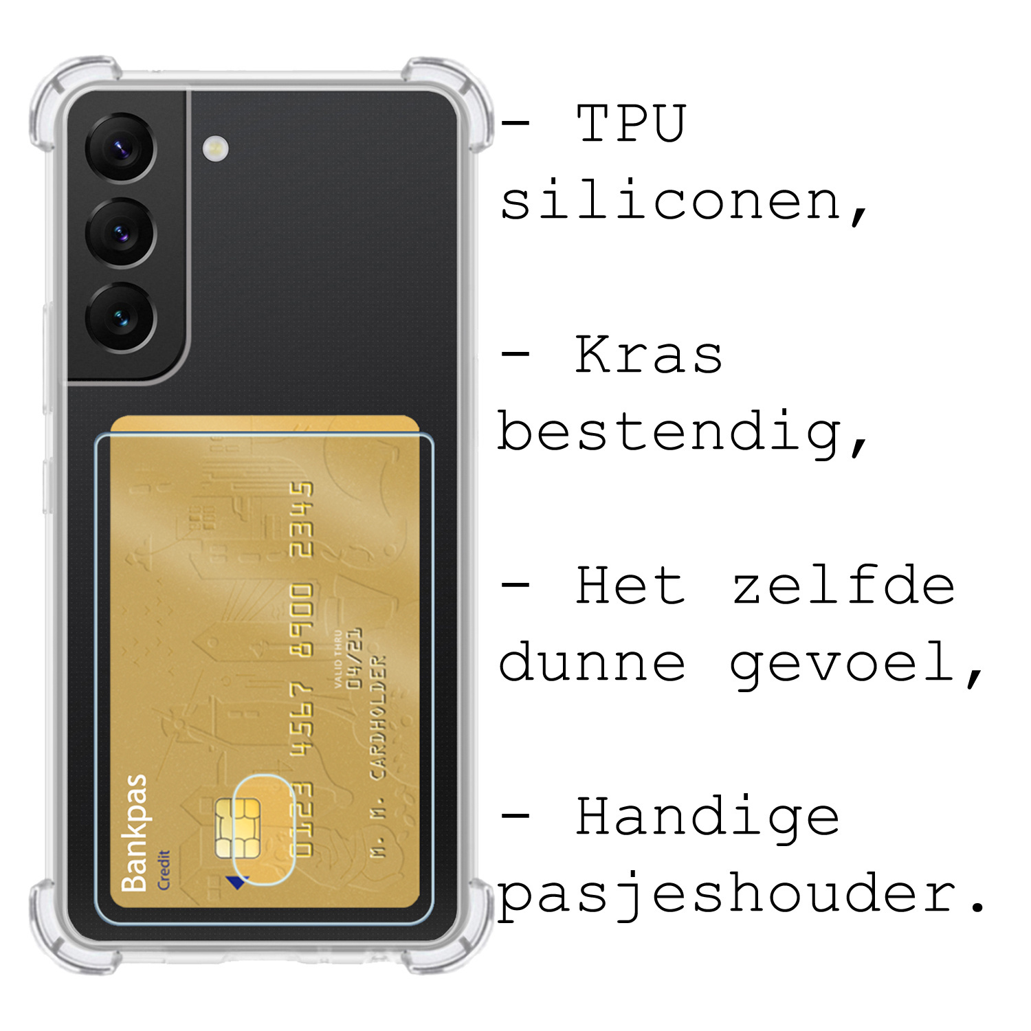 BASEY. Hoes Geschikt voor Samsung S22 Plus Hoesje Shock Proof Case Hoes Met Screenprotector - Hoesje Geschikt voor Samsung Galaxy S22 Plus Hoes Cover Shockproof - Transparant