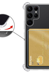 Nomfy Hoesje Geschikt voor Samsung S22 Ultra Hoesje Pasjeshouder Shockproof Pas Houder Met Screenprotector - Hoesje Geschikt voor Samsung Galaxy S22 Ultra Hoes Met Kaarthouder - Transparant