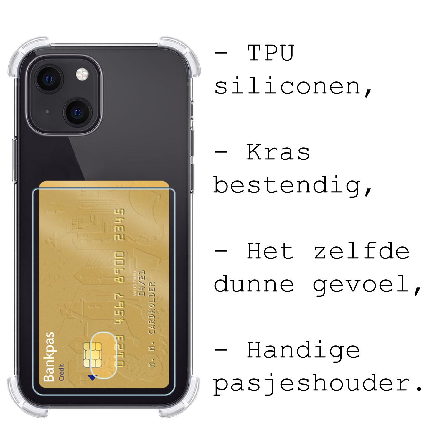 BASEY. Hoes Geschikt voor iPhone 13 Hoesje Shock Proof Case Hoes Met 2x Screenprotector - Hoesje Geschikt voor iPhone 13 Hoes Cover Shockproof - Transparant