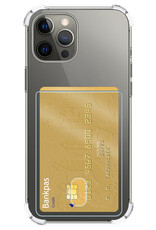 NoXx Hoes Geschikt voor iPhone 13 Pro Hoesje Pasjeshouder Cover Shock Proof Case Siliconen Hoes Met Kaarthouder Met Screenprotector - Transparant