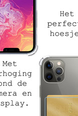 iPhone 13 Pro Max Shock Hoesje En Pas Houder Met Screenprotector Tempered Glass - iPhone 13 Pro Max Screen Protector Beschermglas Hoes Pasjeshouder - Transparant