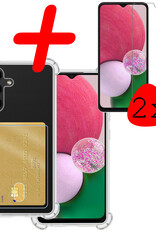 BASEY. Hoes Geschikt voor Samsung A13 5G Hoesje Shock Proof Case Hoes Met 2x Screenprotector - Hoesje Geschikt voor Samsung Galaxy A13 5G Hoes Cover Shockproof - Transparant