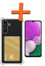Nomfy Hoesje Geschikt voor Samsung A13 5G Hoesje Pasjeshouder Shockproof Pas Houder Met Screenprotector - Hoesje Geschikt voor Samsung Galaxy A13 5G Hoes Met Kaarthouder - Transparant