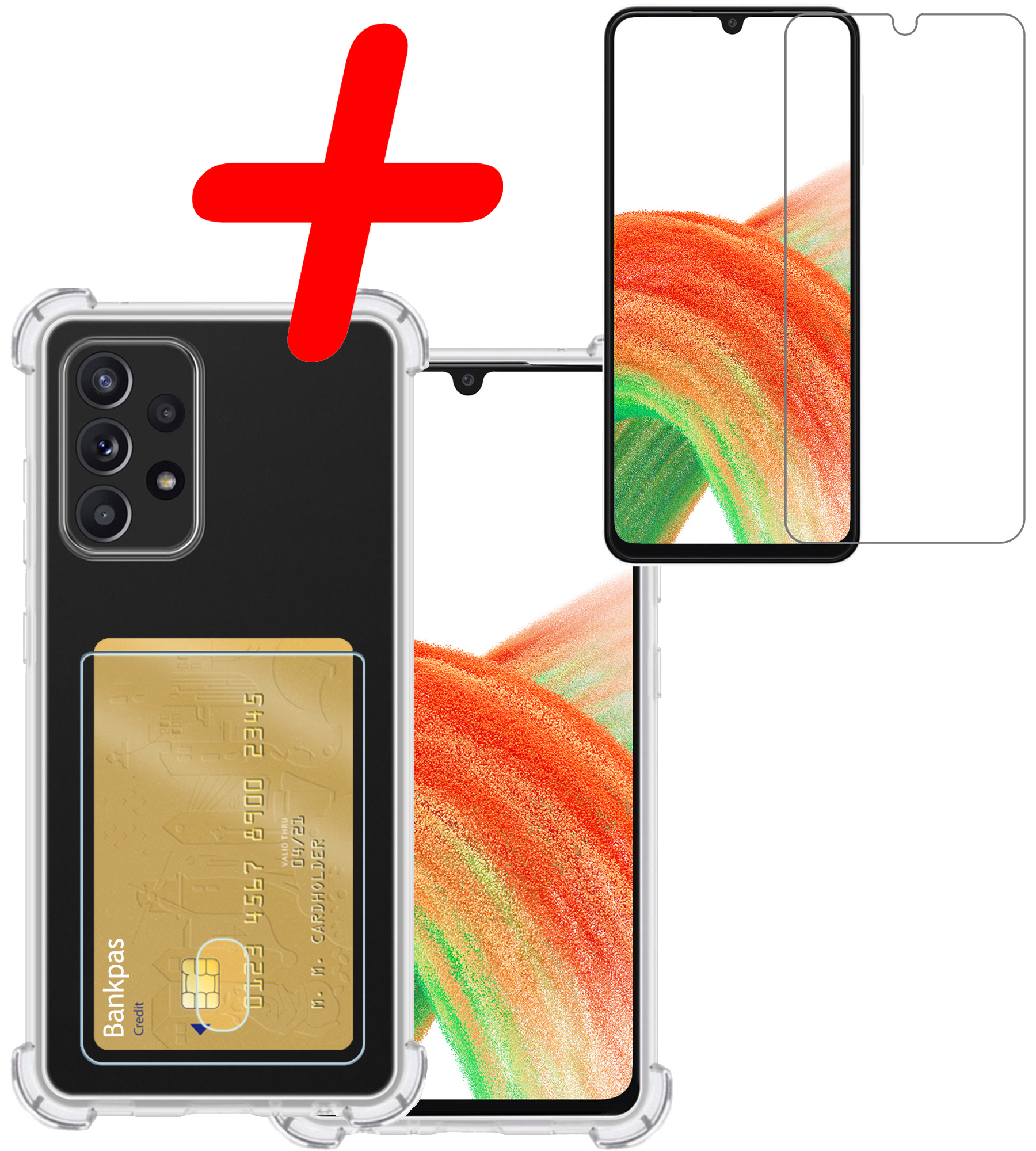 BASEY. Hoes Geschikt voor Samsung A33 Hoesje Shock Proof Case Hoes Met Screenprotector - Hoesje Geschikt voor Samsung Galaxy A33 Hoes Cover Shockproof - Transparant