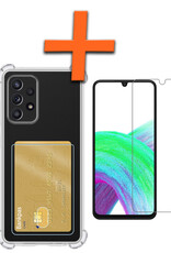 Nomfy Hoesje Geschikt voor Samsung A33 Hoesje Pasjeshouder Shockproof Pas Houder Met Screenprotector - Hoesje Geschikt voor Samsung Galaxy A33 Hoes Met Kaarthouder - Transparant