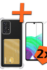 Nomfy Hoesje Geschikt voor Samsung A33 Hoesje Pasjeshouder Shockproof Pas Houder Met 2x Screenprotector - Hoesje Geschikt voor Samsung Galaxy A33 Hoes Met Kaarthouder - Transparant