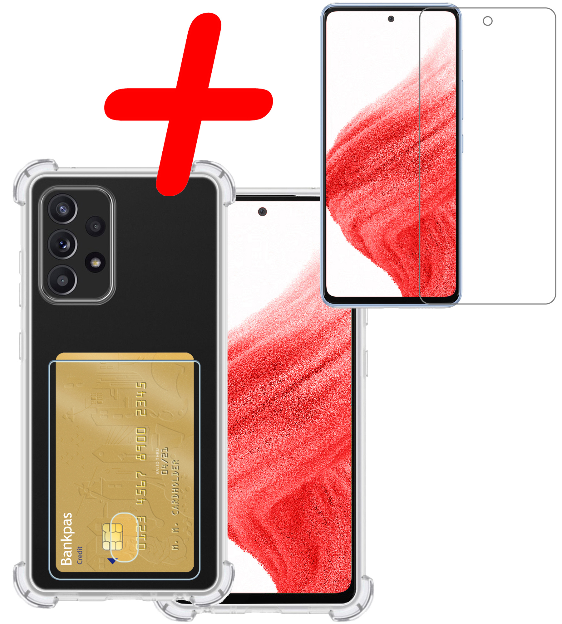 BASEY. Hoes Geschikt voor Samsung A53 Hoesje Shock Proof Case Hoes Met Screenprotector - Hoesje Geschikt voor Samsung Galaxy A53 Hoes Cover Shockproof - Transparant