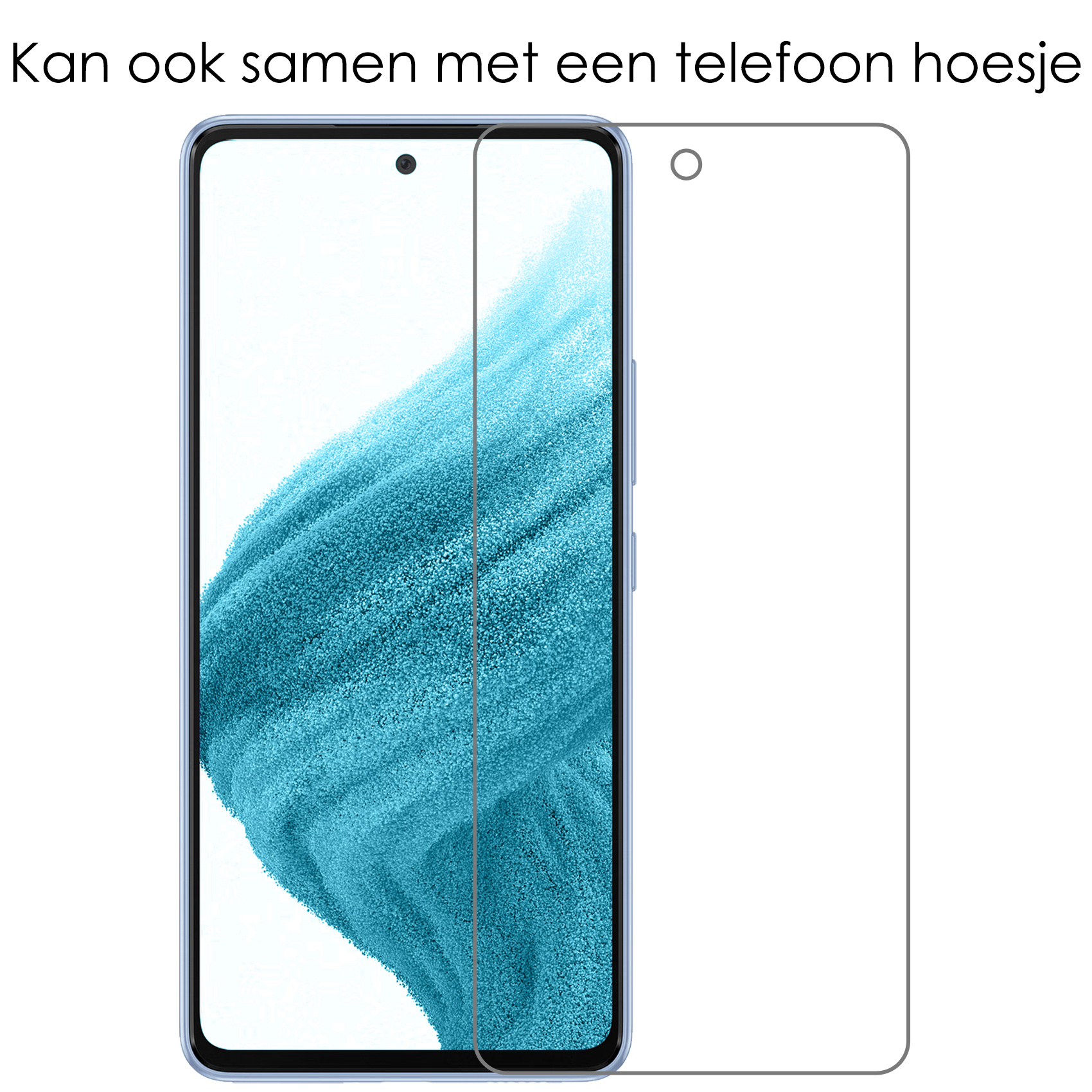 NoXx Hoes Geschikt voor Samsung A53 Hoesje Pasjeshouder Cover Shock Proof Case Siliconen Hoes Met Kaarthouder Met Screenprotector - Transparant