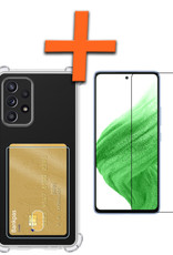 Nomfy Hoesje Geschikt voor Samsung A53 Hoesje Pasjeshouder Shockproof Pas Houder Met Screenprotector - Hoesje Geschikt voor Samsung Galaxy A53 Hoes Met Kaarthouder - Transparant
